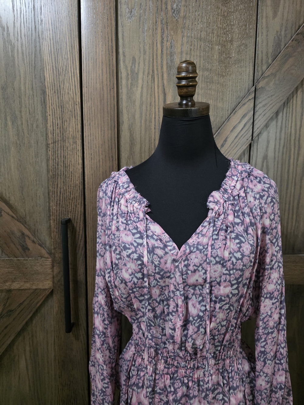 LoveShackFancy Pink Floral Tiered Long Sleeve Dress - Picture 2 of 4
